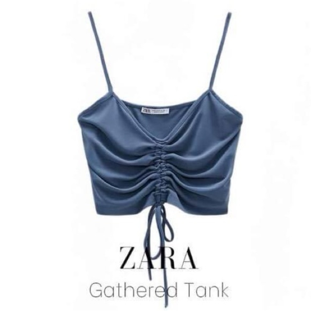 Zara gathered tank in dusty blue (S)